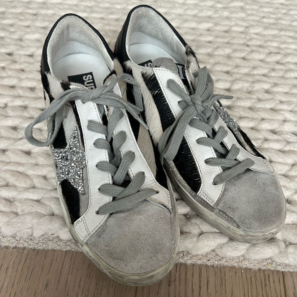 GOLDEN GOOSE GENIUNE CALF HAIR SIZE 37 ZEBRA PRINT